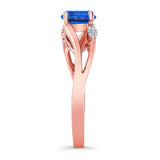 V Shaped Blue Sapphire And Diamond Ring