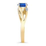 V Shaped Blue Sapphire And Diamond Ring