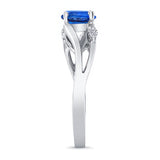 V Shaped Blue Sapphire And Diamond Ring