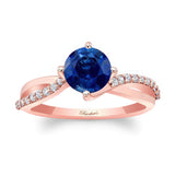 Twisted Lab Grown Blue Sapphire And Diamond Engagement Ring