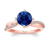 2 Carat Twisted Blue Sapphire And Diamond Engagement Ring