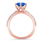 Twisted Lab Grown Blue Sapphire And Diamond Engagement Ring