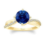 2 Carat Twisted Blue Sapphire And Diamond Engagement Ring