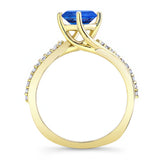 Twisted Lab Grown Blue Sapphire And Diamond Engagement Ring