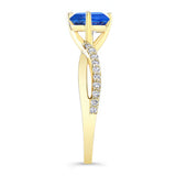 Twisted Lab Grown Blue Sapphire And Diamond Engagement Ring