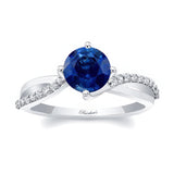 Twisted Lab Grown Blue Sapphire And Diamond Engagement Ring