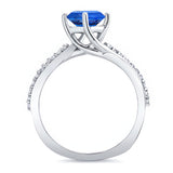 Twisted Lab Grown Blue Sapphire And Diamond Engagement Ring