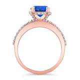 Blue Sapphire And Diamond Hidden Halo Ring