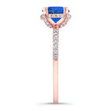 Blue Sapphire And Diamond Hidden Halo Ring
