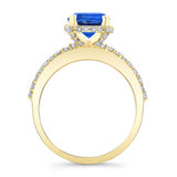 Blue Sapphire And Diamond Hidden Halo Ring