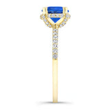 Blue Sapphire And Diamond Hidden Halo Ring