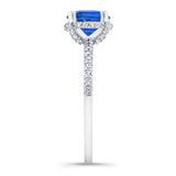 Blue Sapphire And Diamond Hidden Halo Ring