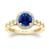 Vintage Halo Blue Sapphire And Diamond Ring