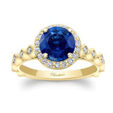 Vintage Halo Blue Sapphire And Diamond Engagement Ring