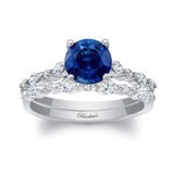 Vintage Style Blue Sapphire And Diamond Wedding Ring Set