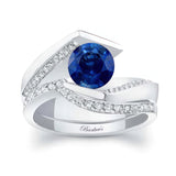 Tension Setting Blue Sapphire And Diamond Bridal Set