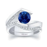 Tension Setting Blue Sapphire And Diamond Bridal Set