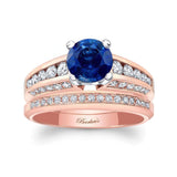 Blue Sapphire And Diamond Channel Set Wedding Ring Set