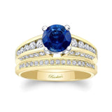 Blue Sapphire And Diamond Channel Set Wedding Ring Set