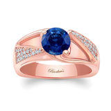 3 Row Blue Sapphire And Diamond Ring