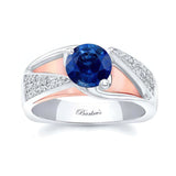 3 Row Blue Sapphire And Diamond Ring