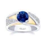 3 Row Blue Sapphire And Diamond Ring