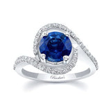 Floating Halo Lab Blue Sapphire And Diamond Engagement Ring