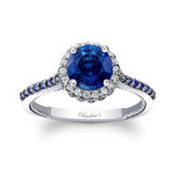 Round Halo Blue Sapphire Ring