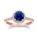 Round Halo Blue Sapphire And Diamond Ring