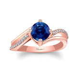 Lab Blue Sapphire And Diamond Split Shank Engagement Ring
