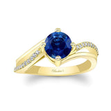 Lab Blue Sapphire And Diamond Split Shank Engagement Ring