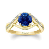 Blue Sapphire And Diamond Criss Cross Ring