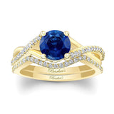 One Carat Blue Sapphire And Diamond Bridal Set