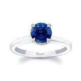 Round Hidden Halo Blue Sapphire And Diamond Engagement Ring