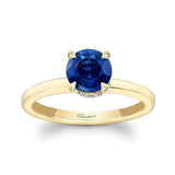 Round Hidden Halo Blue Sapphire And Diamond Engagement Ring