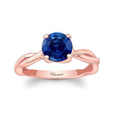 Blue Sapphire Twist Solitaire Engagement Ring