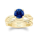 Blue Sapphire Twist Solitaire Bridal Set
