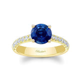 Round Lab Grown Blue Sapphire And Diamond Engagement Ring