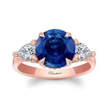 3 Carat Round Lab Grown Blue Sapphire And Diamond Ring