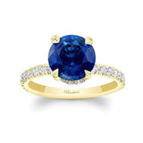 3 Carat Lab Grown Blue Sapphire And Diamond Halo Engagement Ring