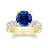 3 Carat Blue Sapphire And Diamond Halo Wedding Set