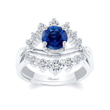 Blue Sapphire And Diamond Unique Wedding Set