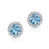 1 Carat Blue Topaz Halo Studs