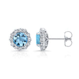 1 Carat Blue Topaz Halo Studs