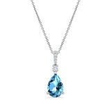 Pear Shape Blue Topaz And Diamond Necklace