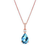 Pear Shape Blue Topaz And Diamond Necklace