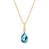 Pear Shape Blue Topaz And Diamond Necklace
