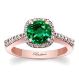 Round Emerald And Diamond Halo Ring