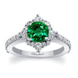 Classic Halo Emerald And Diamond Engagement Ring