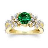 Emerald And Diamond Flower Ring